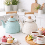 کتری لعابی دسته چوبی - Image 3