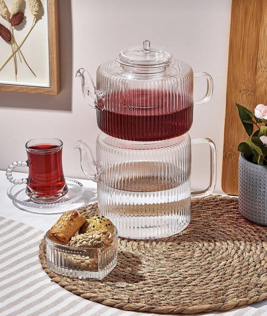 خرید کتری قوری پیرکس ناتالی طرح دار