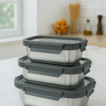 ظرف غذا سه تکه 1409 یونیک استیل