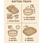 سینی دسته دار راتان - Image 7