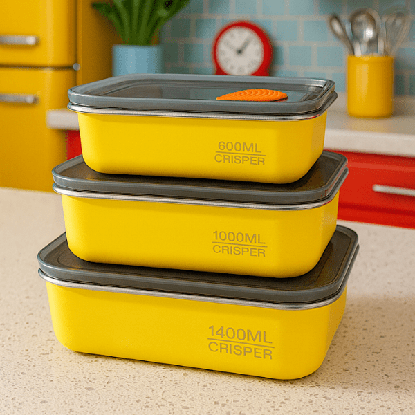 ظرف غذا استیل زرد