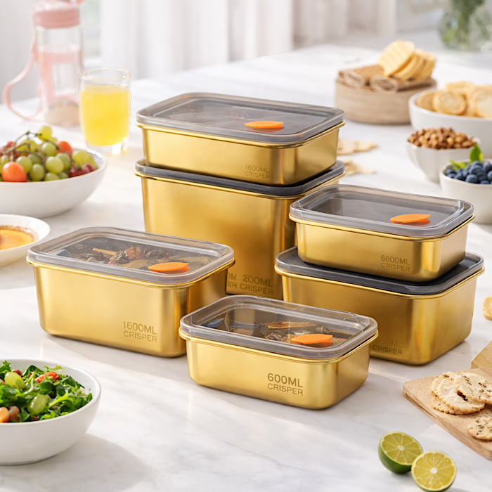 IMG_1735 ظرف غذا استیل طلایی - Image 1